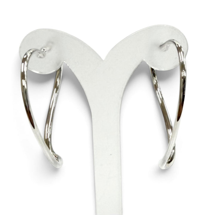 Excellent TIFFANY&Co. Pierce Open Heart Hoop Earrings, Medium Silver 925 Women