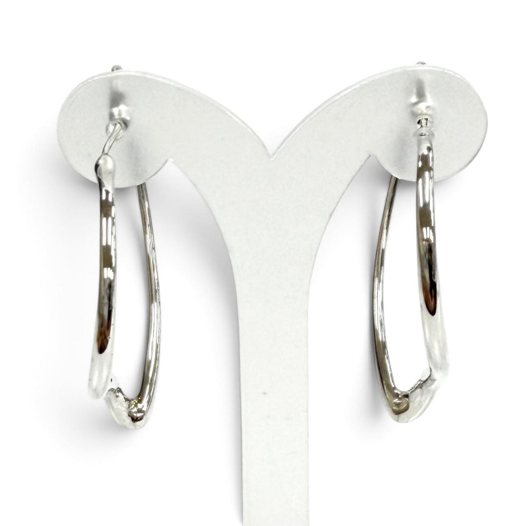 Excellent TIFFANY&Co. Pierce Open Heart Hoop Earrings, Medium Silver 925 Women