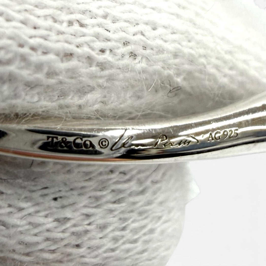 Excellent TIFFANY&Co. Pierce Open Heart Hoop Earrings, Medium Silver 925 Women