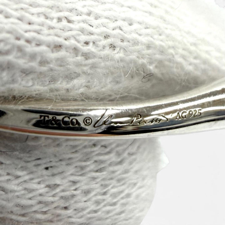 Excellent TIFFANY&Co. Pierce Open Heart Hoop Earrings, Medium Silver 925 Women
