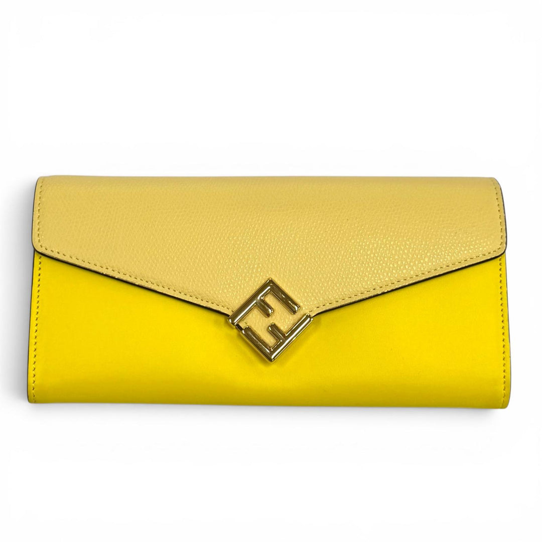 Great FENDI Purse Leather long wallet yellow leather Women 8M0251