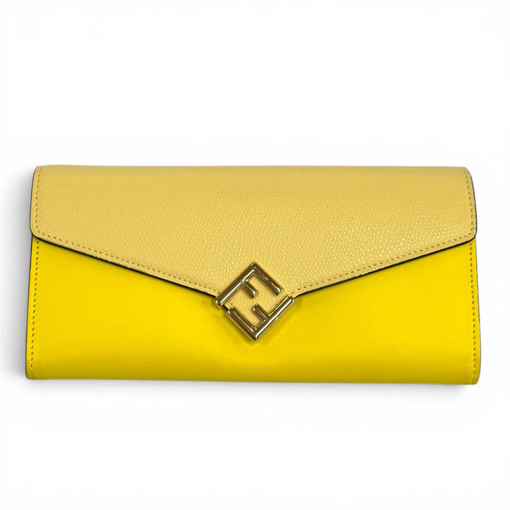 Great FENDI Purse Leather long wallet yellow leather Women 8M0251