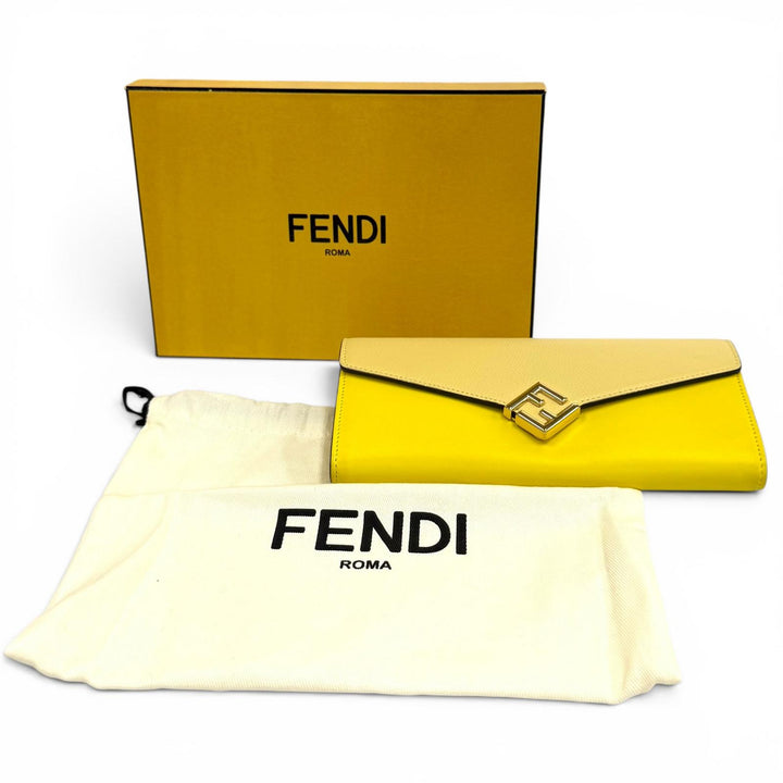 Great FENDI Purse Leather long wallet yellow leather Women 8M0251