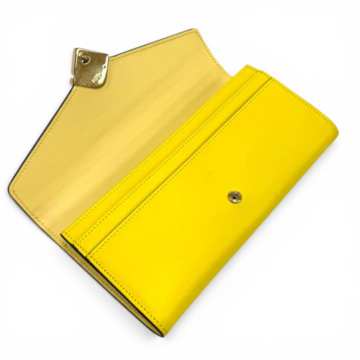 Great FENDI Purse Leather long wallet yellow leather Women 8M0251