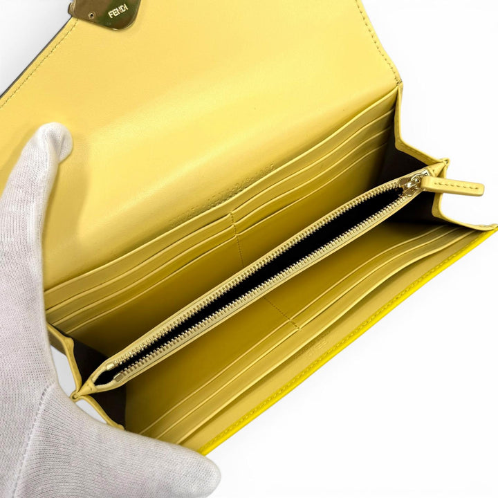 Great FENDI Purse Leather long wallet yellow leather Women 8M0251