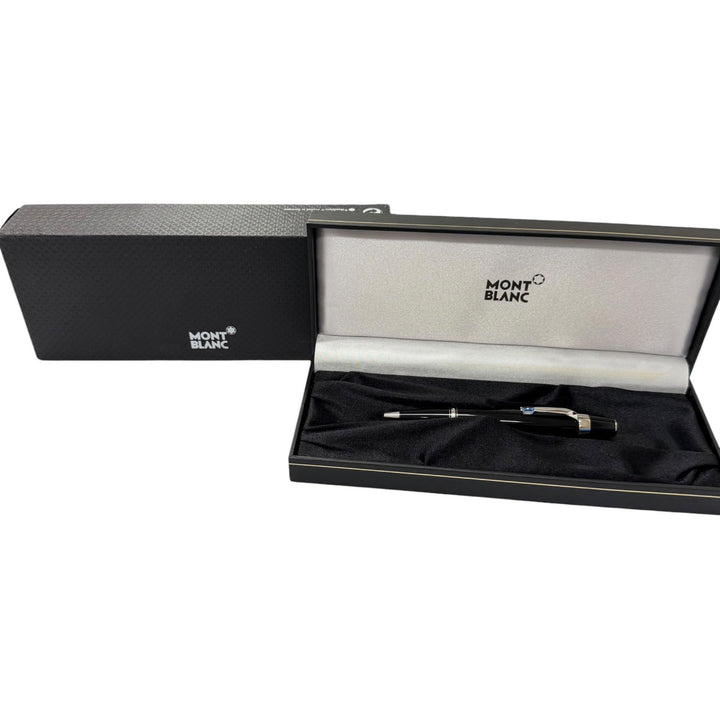 Excellent MONTBLANC Ballpoint pen BOHEME Twist type black Blue Gemstone mens