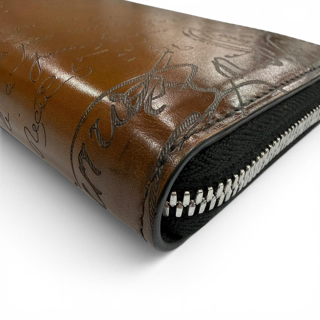 Excellent BERLUTI Purse Itauba Current model: Calligraphy Round Zip Long Wallet