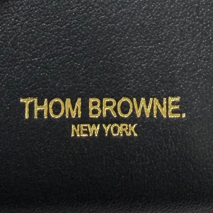 Pristine THOM BROWNE Coin case Zip Around Wallet Pebble Grain Dark navy leather