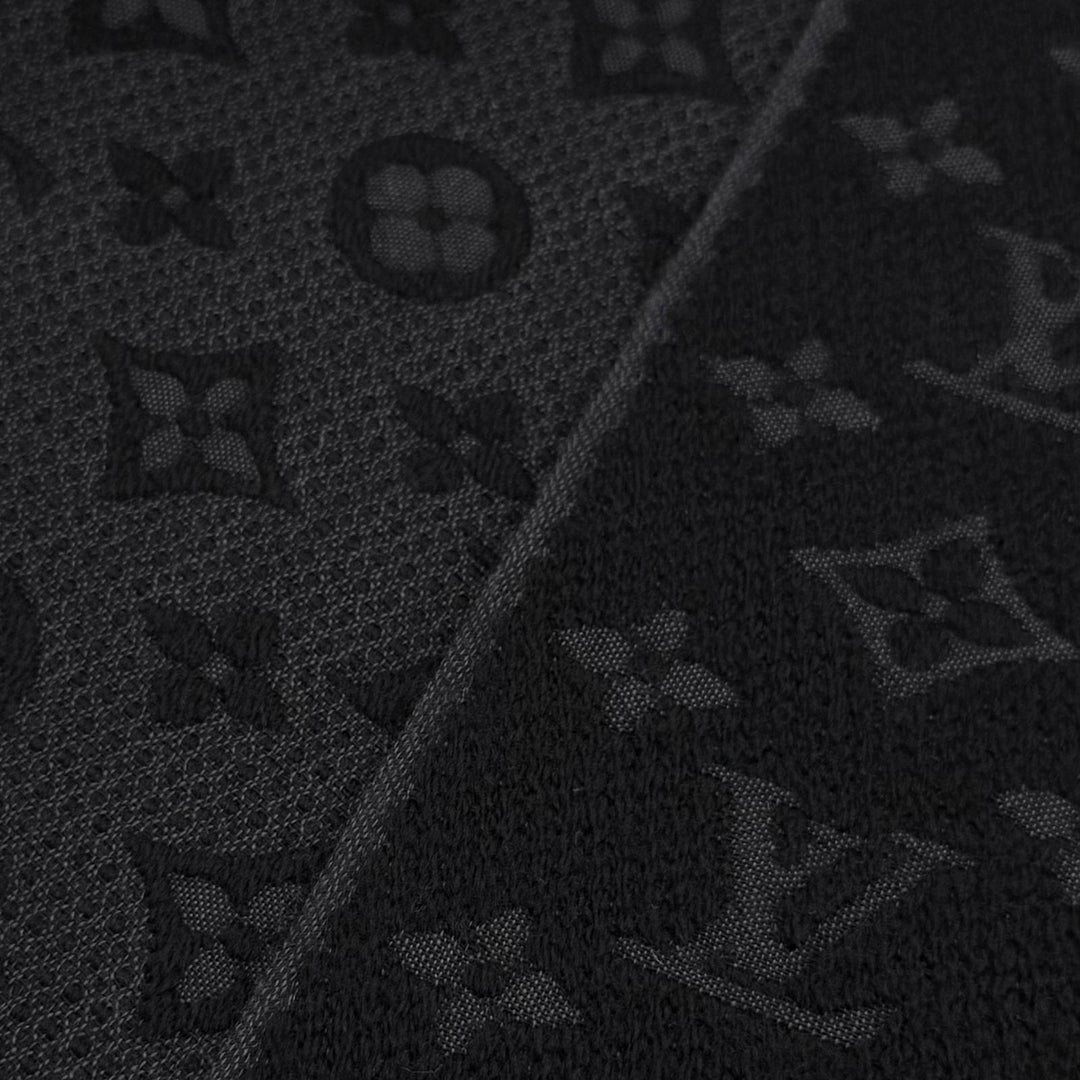 Excellent LOUIS VUITTON Scarf Esharp monogram classic black wool mens M70520