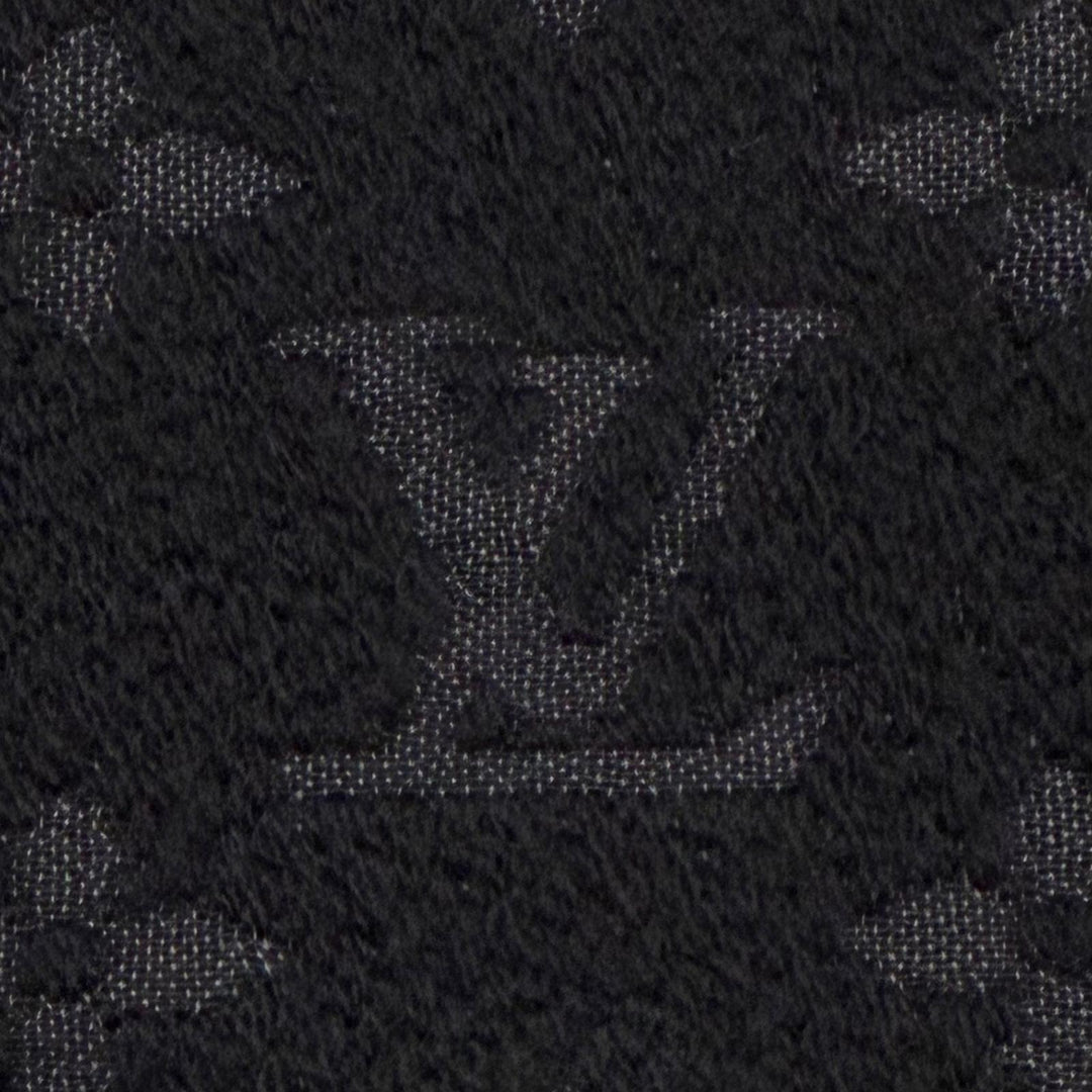Excellent LOUIS VUITTON Scarf Esharp monogram classic black wool mens M70520