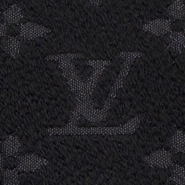 Excellent LOUIS VUITTON Scarf Esharp monogram classic black wool mens M70520