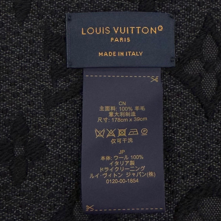 Excellent LOUIS VUITTON Scarf Esharp monogram classic black wool mens M70520