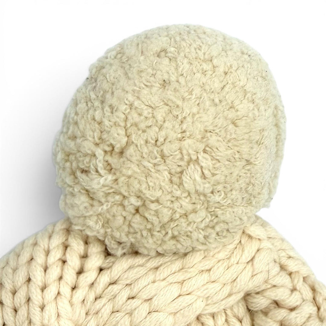 Great CHANEL Knit cap Sports Line COCO MarkMetal with Pom-poms Ivory cashmere
