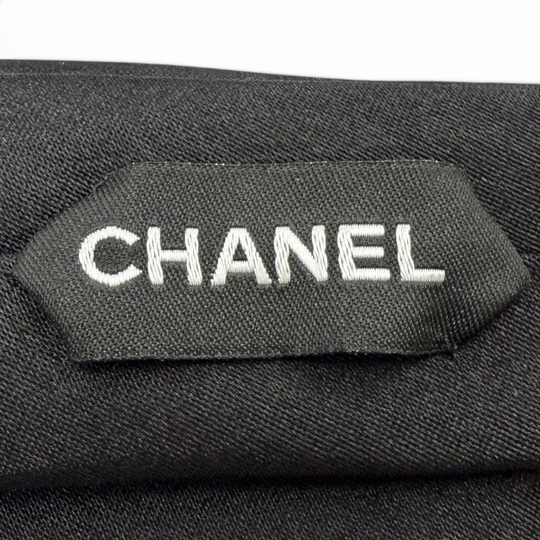 Great CHANEL choker COCO Mark Necktie Design black silk mens