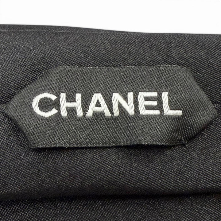 Great CHANEL choker COCO Mark Necktie Design black silk mens