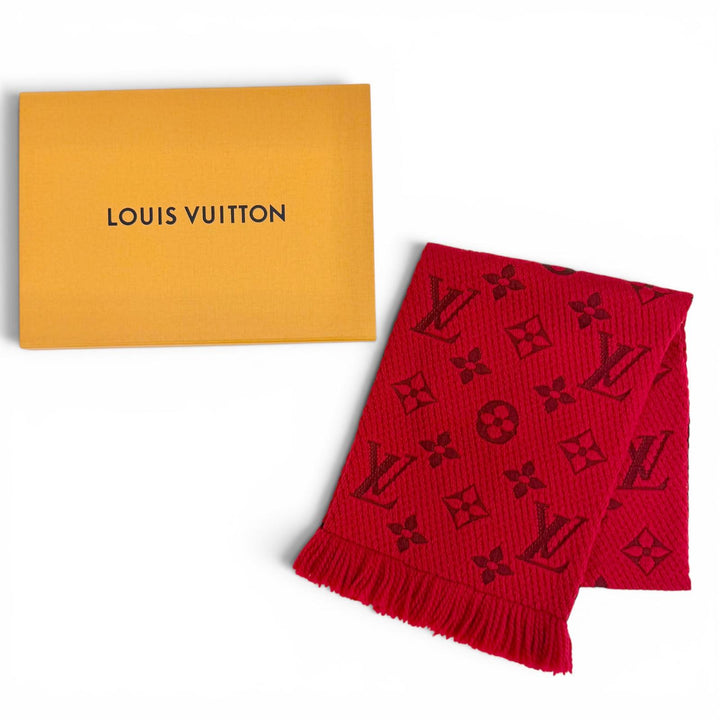 Great LOUIS VUITTON Scarf Escalp Logo Mania Monogram fringe wool Women M72432