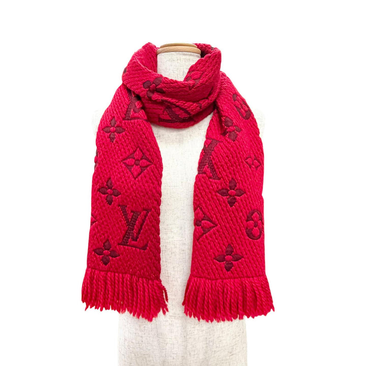 Great LOUIS VUITTON Scarf Escalp Logo Mania Monogram fringe wool Women M72432