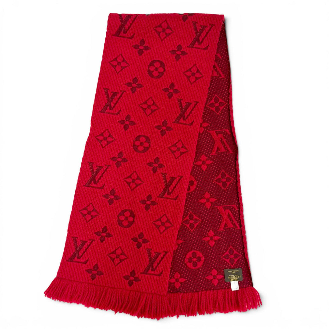 Great LOUIS VUITTON Scarf Escalp Logo Mania Monogram fringe wool Women M72432