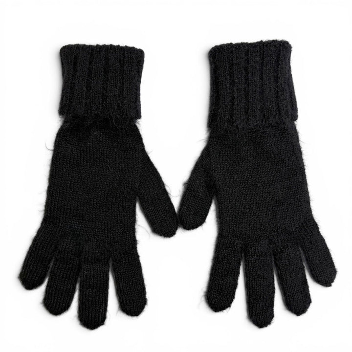 Excellent LOUIS VUITTON Gloves LV Script Logo embroidered knit mohair S M97581