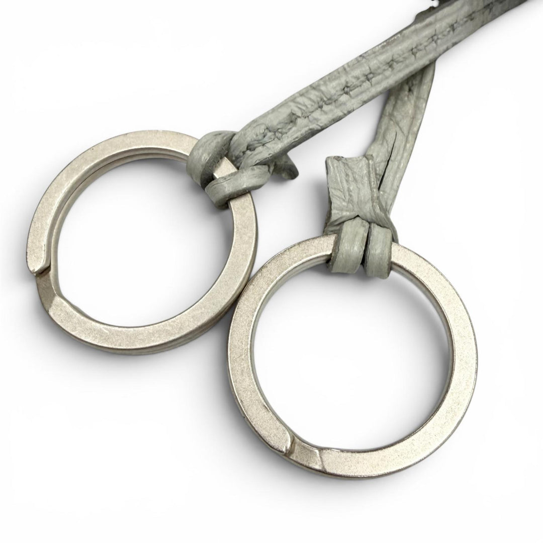 Great HERMES Necklace Margiela-era Clochette Light gray leather mens