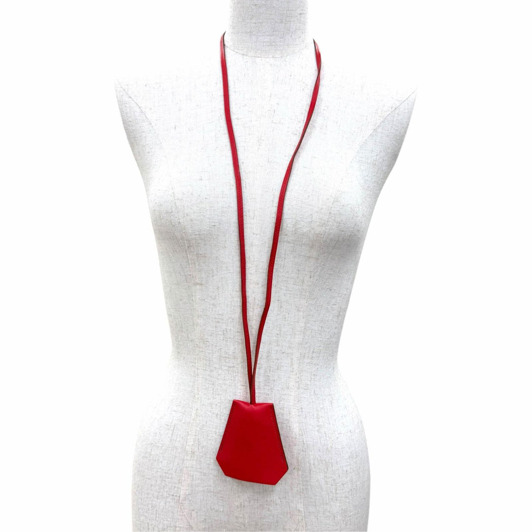 Excellent HERMES Clochette Necklace Margiela period Box scarf Leather Women