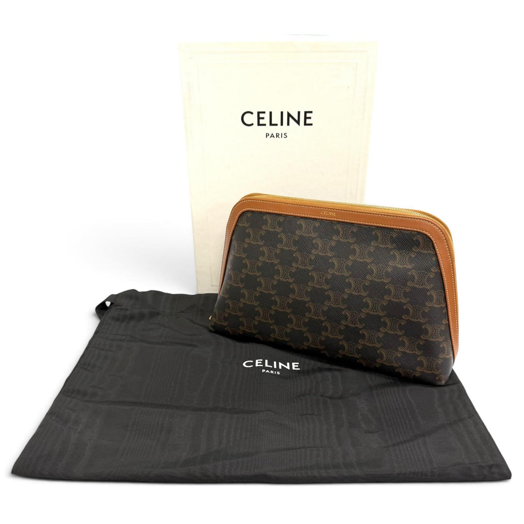 Very Good CELINE Large Cosmetic Pouch Current product Triomphe canvas 4M1642CZJ