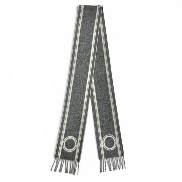 Excellent HERMES Scarf Bande de Repo Two-tone fringe long dress gray cashmere