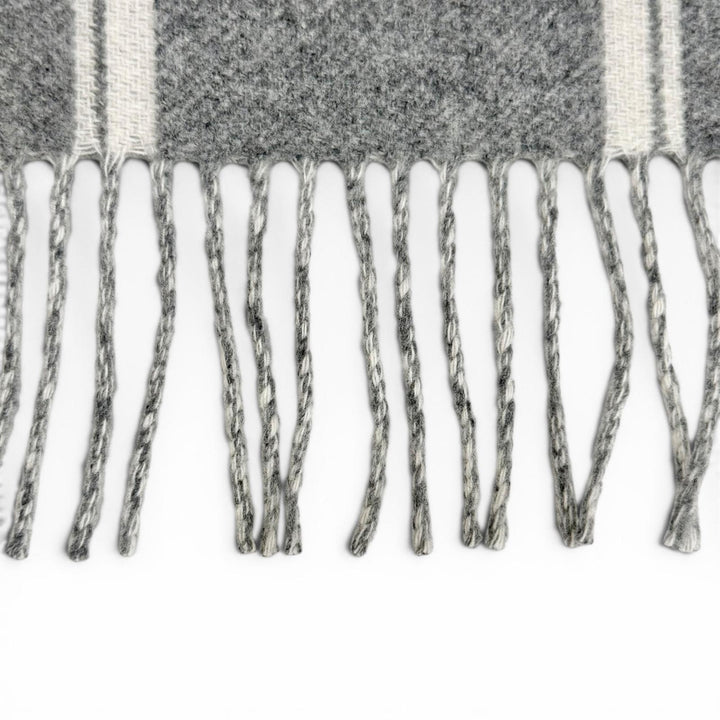 Excellent HERMES Scarf Bande de Repo Two-tone fringe long dress gray cashmere