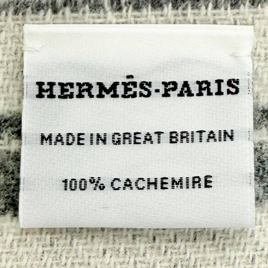 Excellent HERMES Scarf Bande de Repo Two-tone fringe long dress gray cashmere