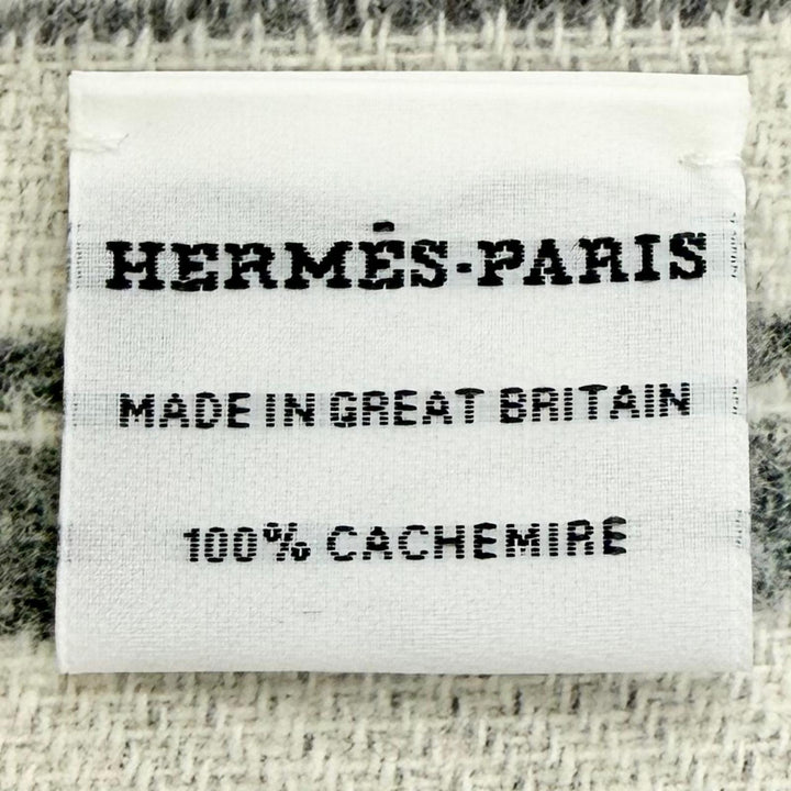 Excellent HERMES Scarf Bande de Repo Two-tone fringe long dress gray cashmere