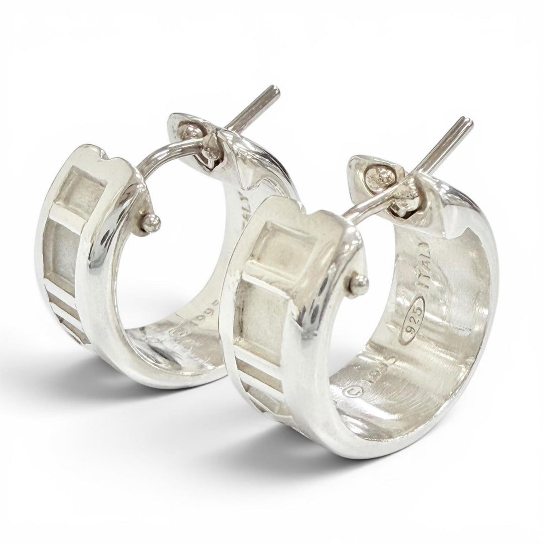 Great TIFFANY&Co. Atlas Ring Pierce Hoop earrings, accessory, Silver 925