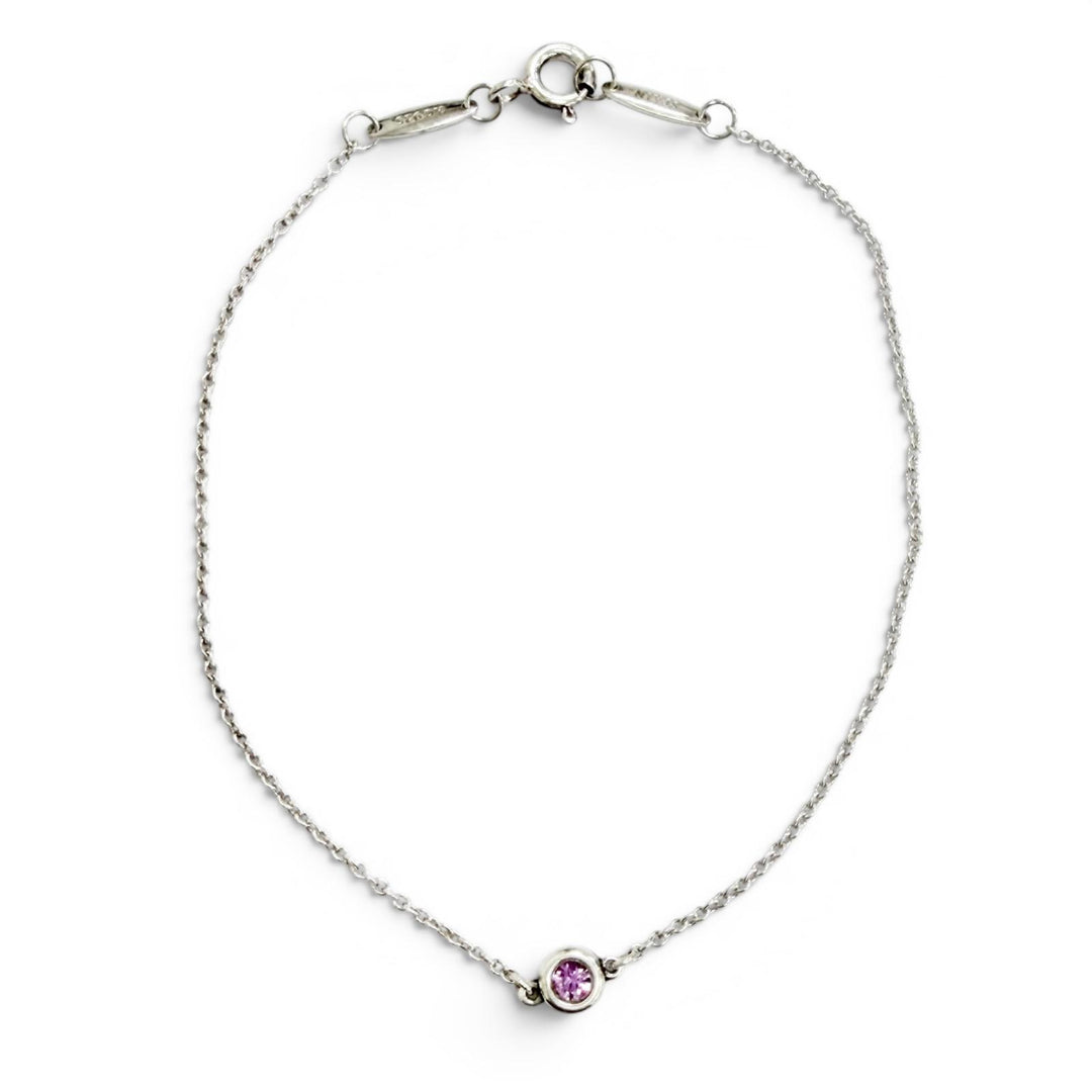 Great TIFFANY&Co. By the Yard 1P Pink Sapphire Bracelet Silver AG925 Women