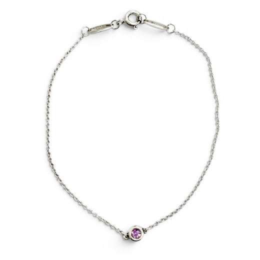 Great TIFFANY&Co. By the Yard 1P Pink Sapphire Bracelet Silver AG925 Women