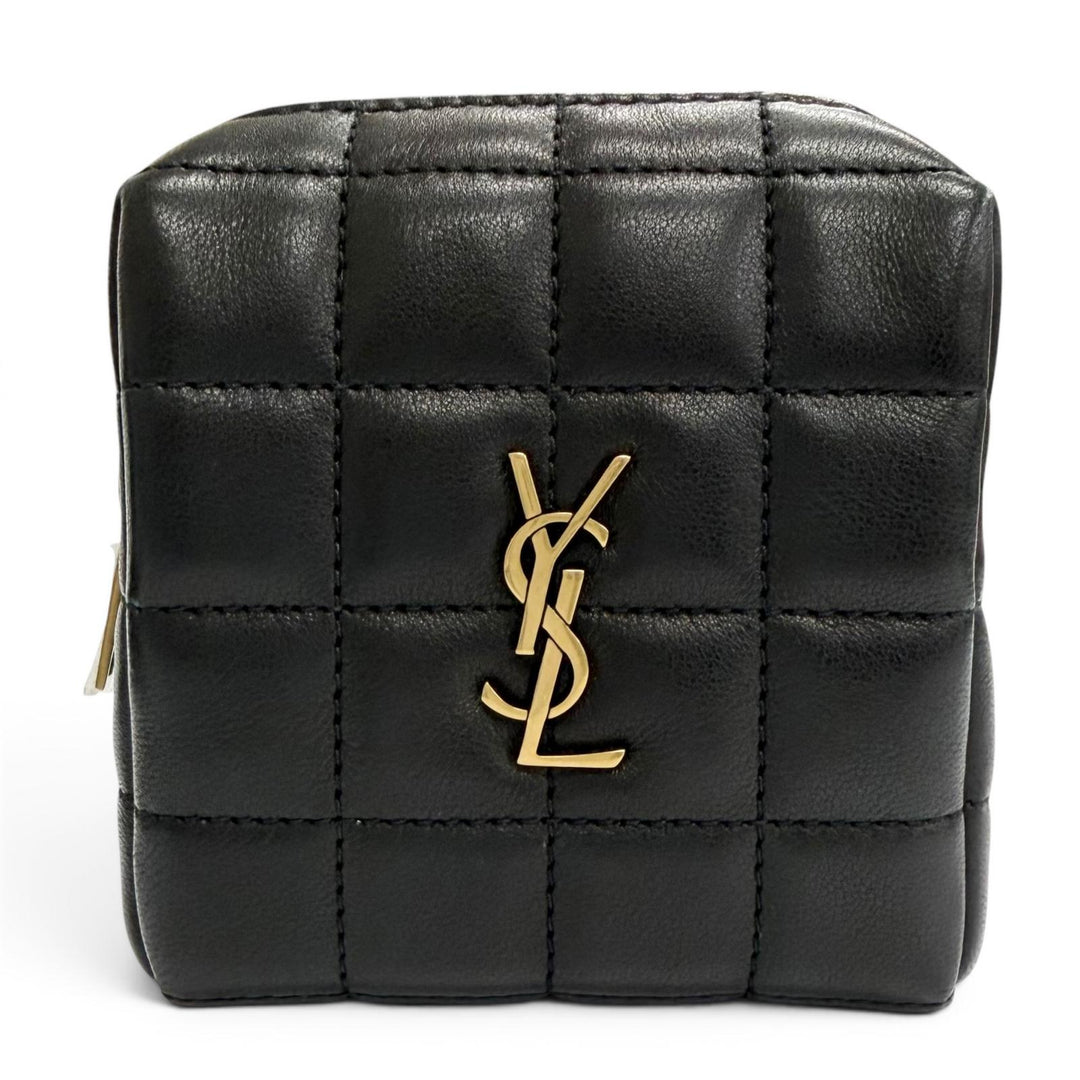 Pristine SAINT LAURENT PARIS Pouch Cassandra Logo Square Leather Quilting 778102