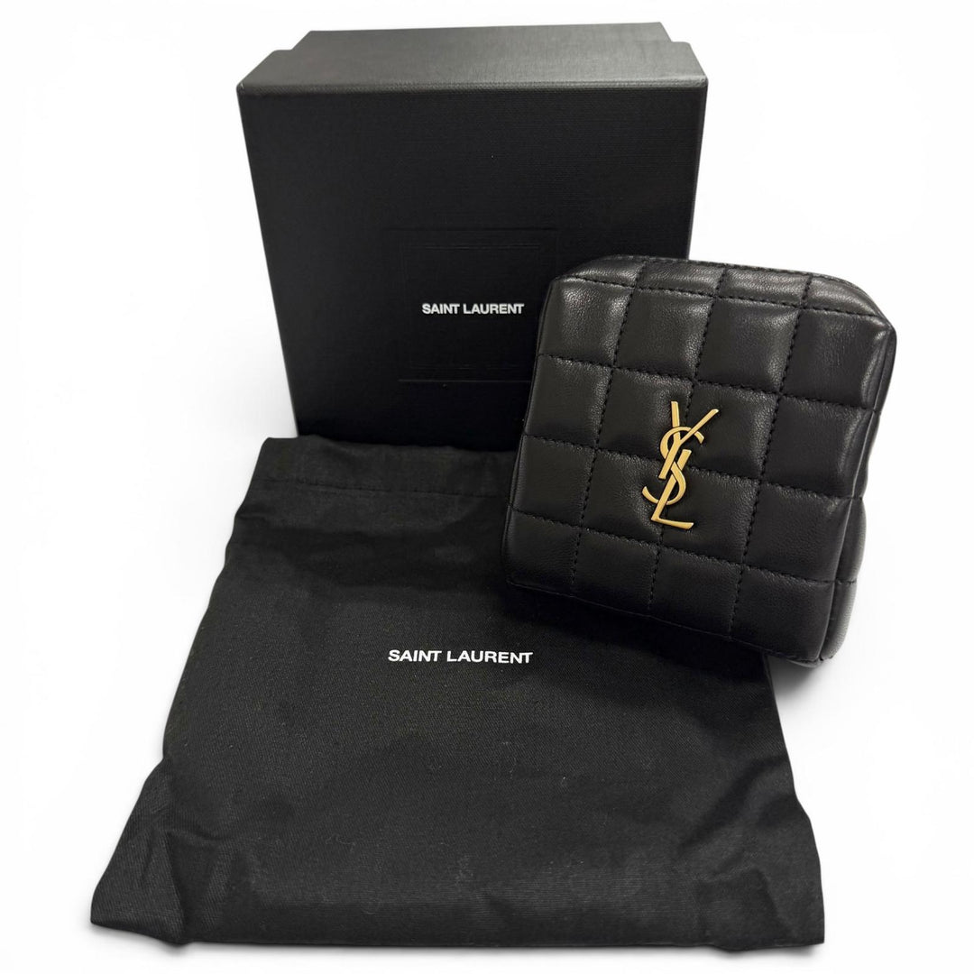 Pristine SAINT LAURENT PARIS Pouch Cassandra Logo Square Leather Quilting 778102