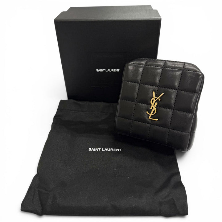 Pristine SAINT LAURENT PARIS Pouch Cassandra Logo Square Leather Quilting 778102