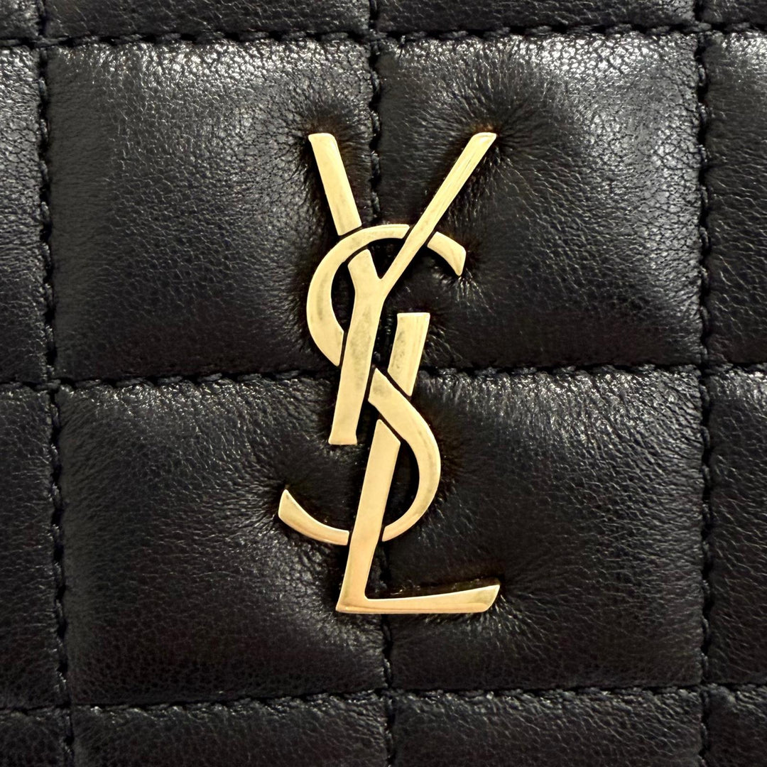 Pristine SAINT LAURENT PARIS Pouch Cassandra Logo Square Leather Quilting 778102