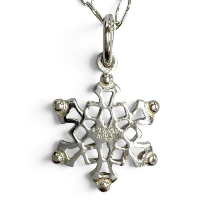 Great TIFFANY&Co. Necklace Oval Link Chain Snowflake Pendant Silver 925 Women
