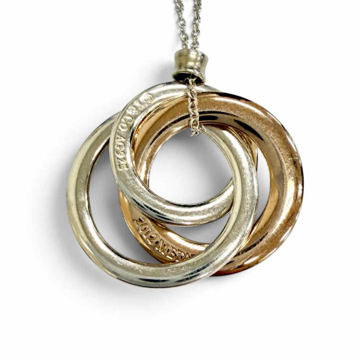 Great TIFFANY&Co. Necklace 1837 Interlocking Circle Pendant Silver Rubedo metal
