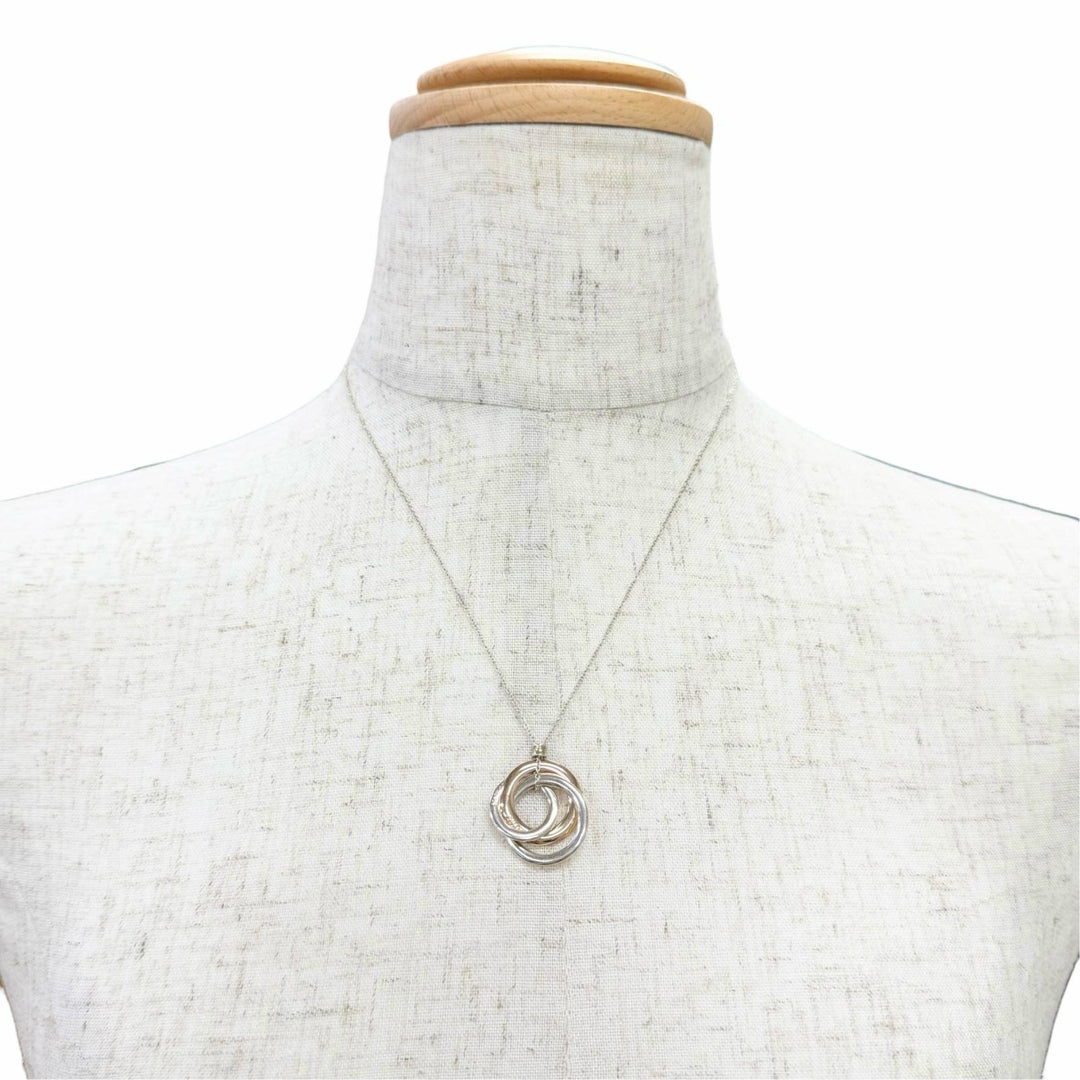 Great TIFFANY&Co. Necklace 1837 Interlocking Circle Pendant Silver Rubedo metal