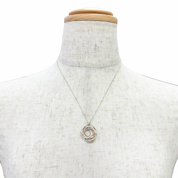 Great TIFFANY&Co. Necklace 1837 Interlocking Circle Pendant Silver Rubedo metal