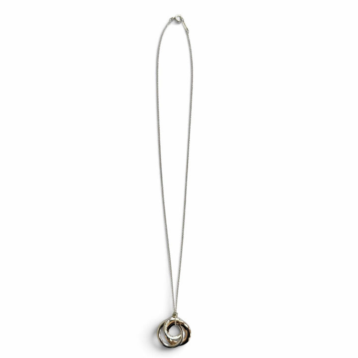 Great TIFFANY&Co. Necklace 1837 Interlocking Circle Pendant Silver Rubedo metal