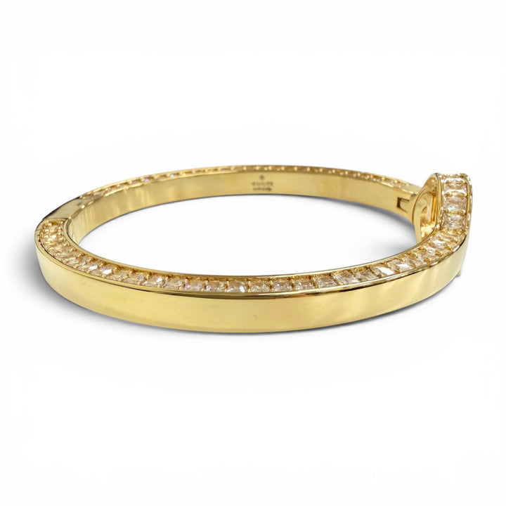 Excellent GUCCI Bangle Interlocking G Rhinestone Blondie Bangle Bracelet gold S