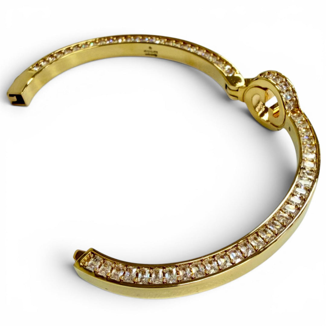 Excellent GUCCI Bangle Interlocking G Rhinestone Blondie Bangle Bracelet gold S