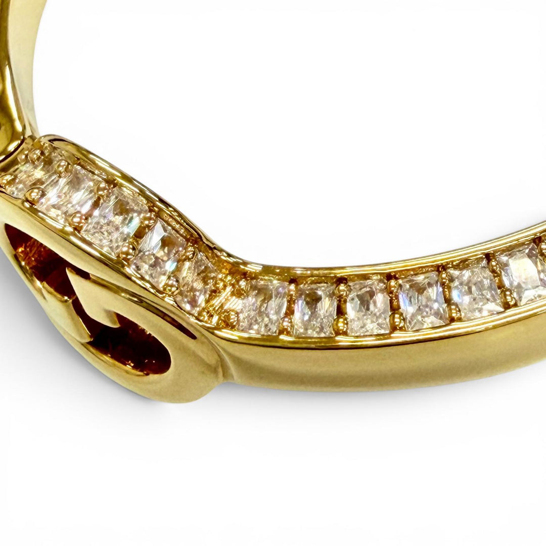 Excellent GUCCI Bangle Interlocking G Rhinestone Blondie Bangle Bracelet gold S