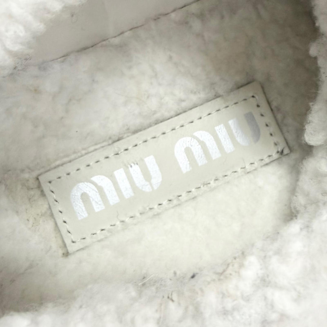 Great MIUMIU sneakers Logo Boa Shearling white Bore Women 38 988 8830