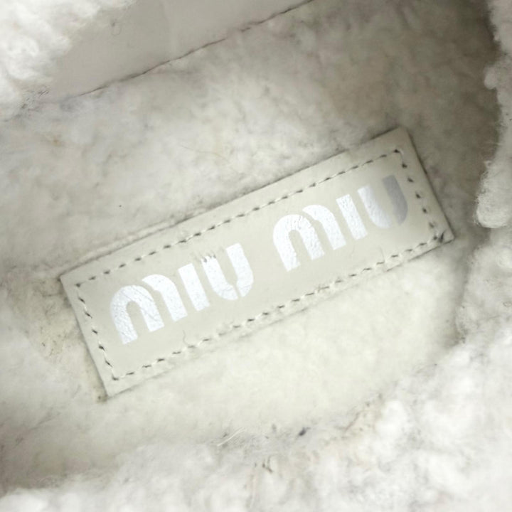 Great MIUMIU sneakers Logo Boa Shearling white Bore Women 38 988 8830