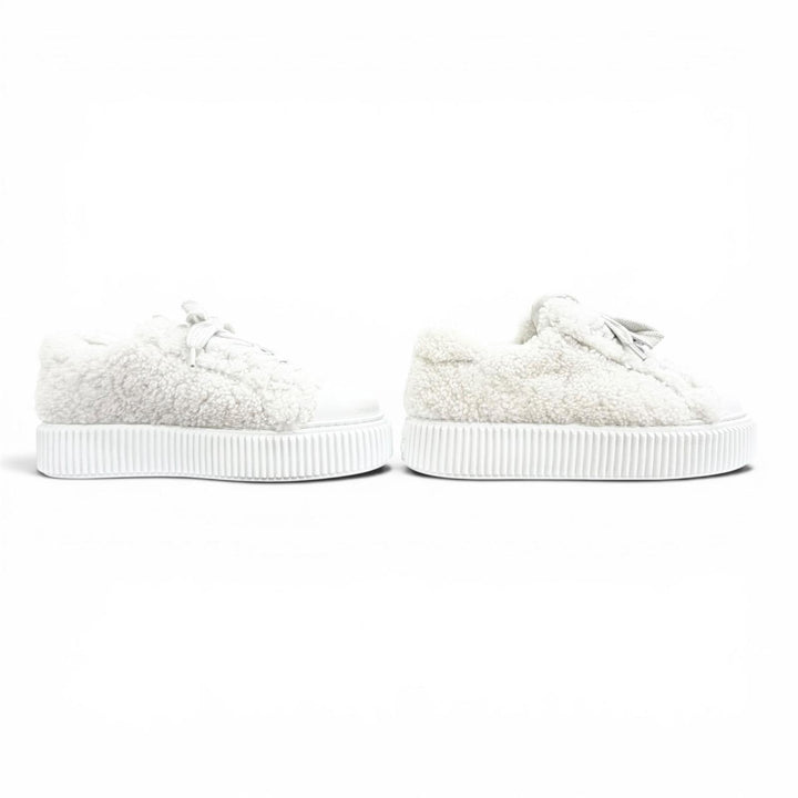 Great MIUMIU sneakers Logo Boa Shearling white Bore Women 38 988 8830