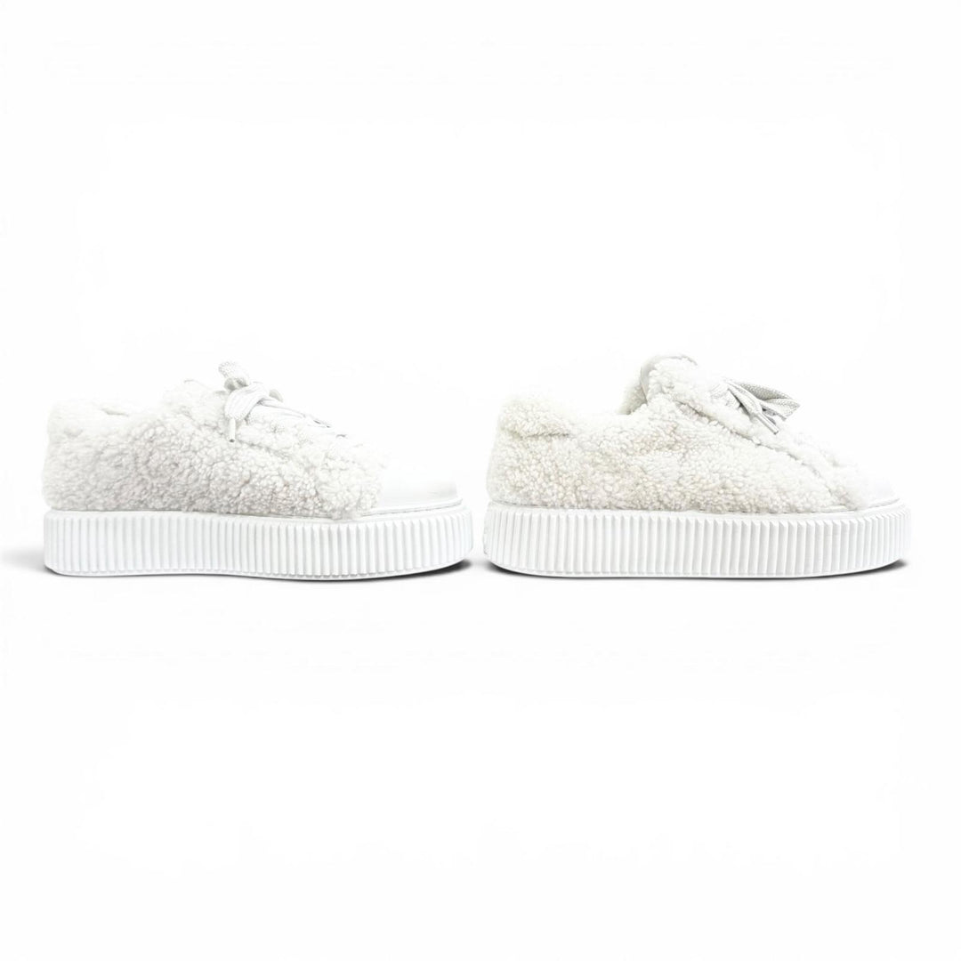 Great MIUMIU sneakers Logo Boa Shearling white Bore Women 38 988 8830