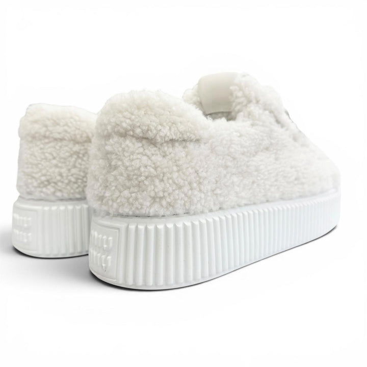 Great MIUMIU sneakers Logo Boa Shearling white Bore Women 38 988 8830